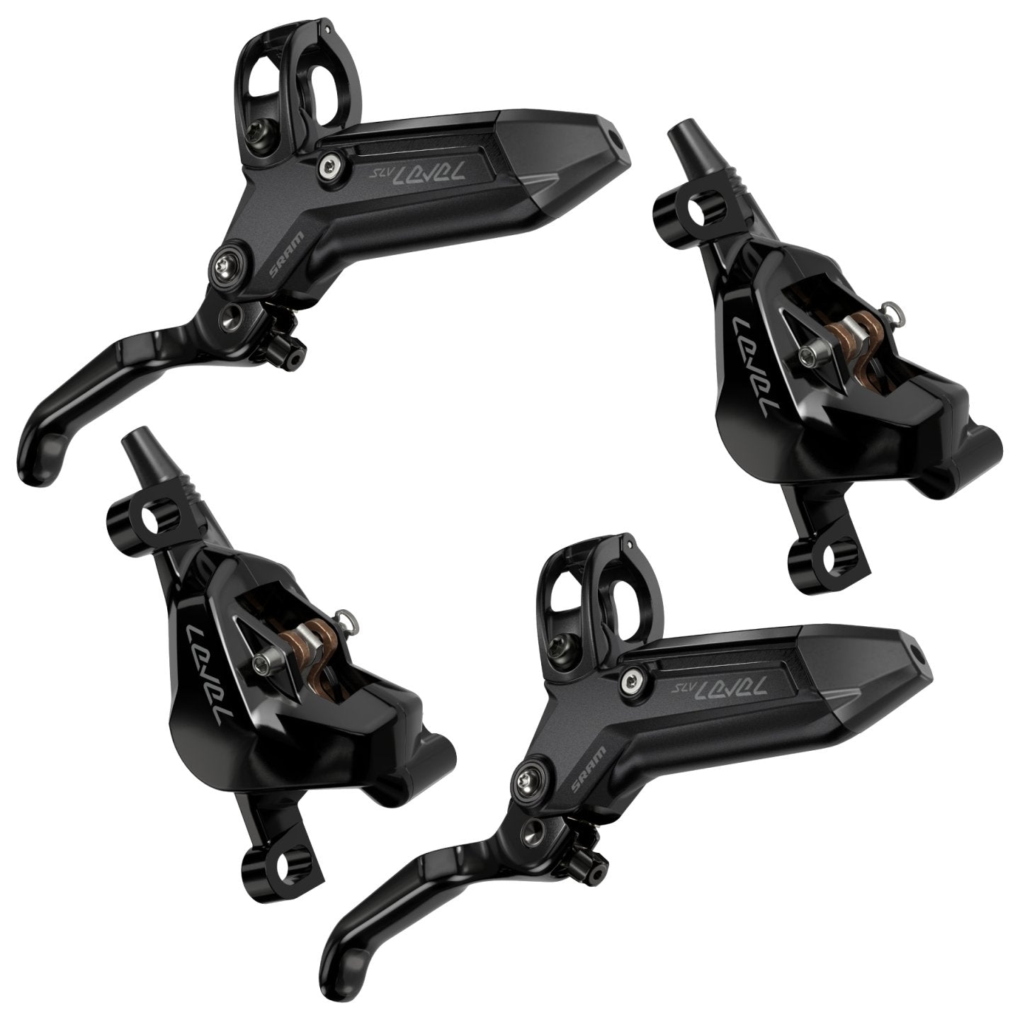 SRAM Level Stealth Disc Brake - Silver | 2-Piston | C1 - Set (Front + Rear) | Black